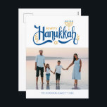 Postal Festiva "Hanukkah feliz" oro Menorah<br><div class="desc">"Hanukkah feliz" Diseño de Menorah dorado.</div>