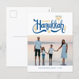 Postal Festiva "Hanukkah feliz" oro Menorah