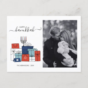 Postal Festiva Hanukkah Gifts & Menorah Holiday Photo Card