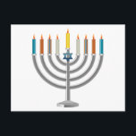 Postal Festiva Hanukkah menorah<br><div class="desc">Hanukkah menorah. pulse el botón "Personalizar" del naranja para personalizar de la plantilla cambiando el color de fondo,  si lo desea. Personalice agregando el texto personal del nombre,  las iniciales o los saludos de Hanukkah,  según desee</div>