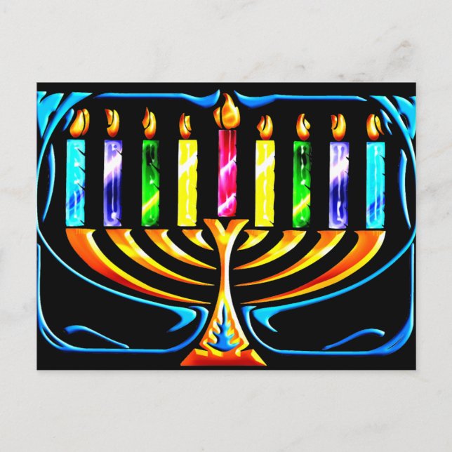 Postal Festiva Hanukkah Menorah - Chanukah Menorah (Anverso)
