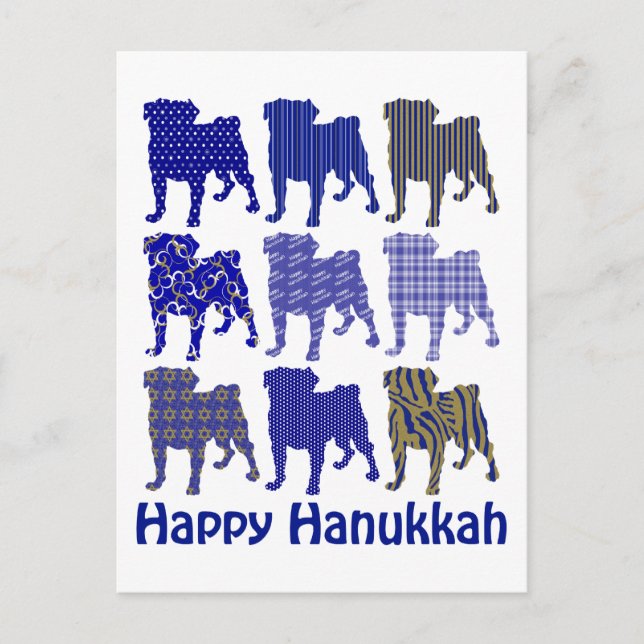 Postal Festiva Hanukkah Pugs (Anverso)