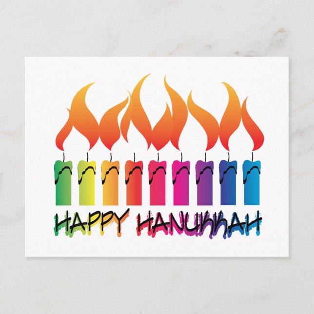 Postal Festiva Hanukkah Rainbow Menorah (Anverso)