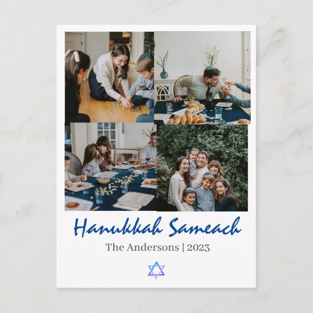 Postal Festiva hanukkah sameach | Foto de la familia Hanukkah Col (Anverso)