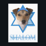 Postal Festiva Hanukkah Star of David - Jack Russell Terrier<br><div class="desc">What could make saying Happy Hanukkah more fun than having this Jack Russell Terrier Dog wearing a Yamaka surrounded by the Star of David. This whimsical holiday design will be sure to delight your friends and family as well as other dog lovers. This design is available in over 100 Dog...</div>