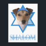 Postal Festiva Hanukkah Star of David - Jack Russell Terrier<br><div class="desc">What could make saying Happy Hanukkah more fun than having this Jack Russell Terrier Dog wearing a Yamaka surrounded by the Star of David. This whimsical holiday design will be sure to delight your friends and family as well as other dog lovers. This design is available in over 100 Dog...</div>