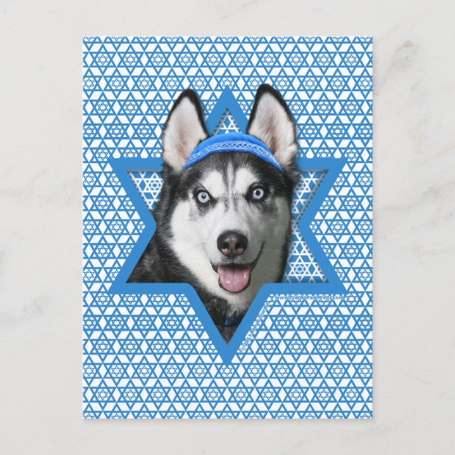 Postal Festiva Hanukkah Star of David - Siberian Husky (Anverso)