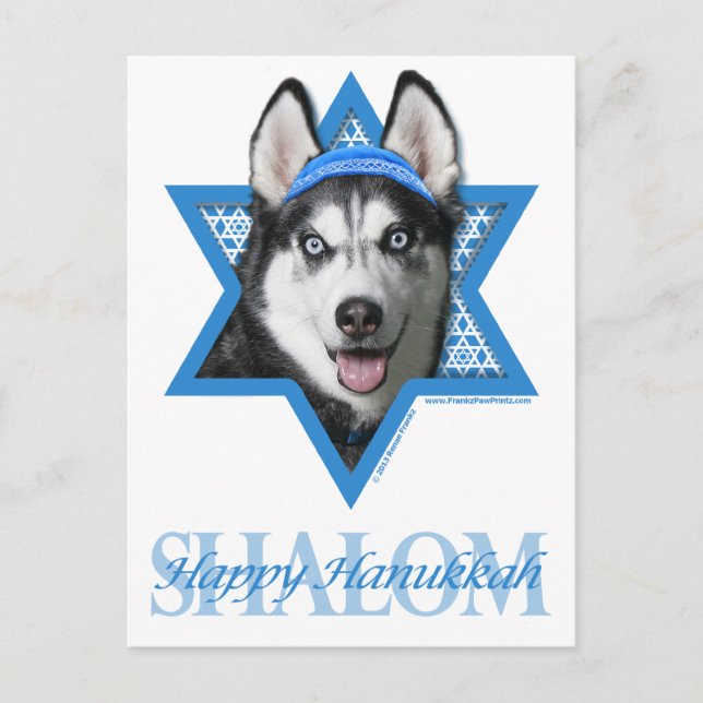 Postal Festiva Hanukkah Star of David - Siberian Husky (Anverso)