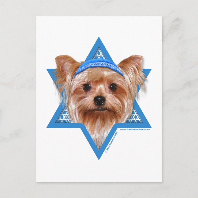 Postal Festiva Hanukkah Star of David - Yorkshire Terrier (Anverso)