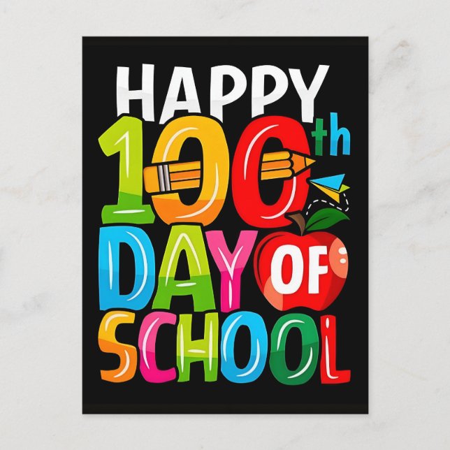 Postal Festiva Happy 100th Day Of School Playful Shirt (Anverso)