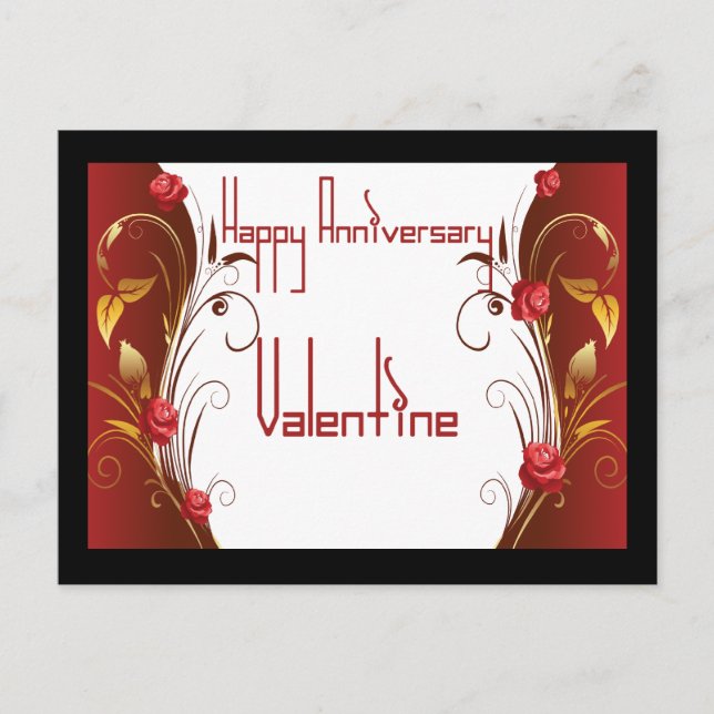 Postal Festiva Happy Anniversary Valentine Postcard (Anverso)