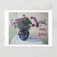Happy Birday fine art vintage color rosa Flores Ca