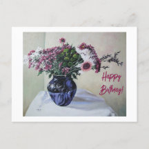 Happy Birday fine art vintage color rosa Flores Ca