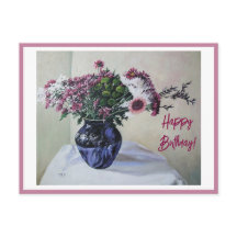 Happy Birday fine art vintage color rosa Flores Ca