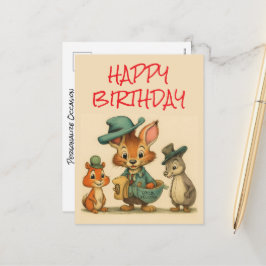 Postal Festiva Happy Birthday Funny Cute Cartoon Animal Couriers 