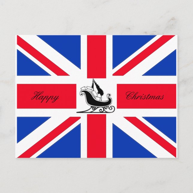 Postal Festiva Happy Christmas Union Jack Postcard (Anverso)