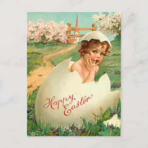 Postal Festiva Happy Easter Baby Vintage