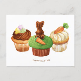 Postal Festiva Happy Easter Bungalows Cupcakes Holiday Card