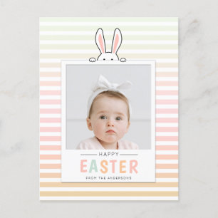 Postal Festiva Happy Easter Bunny Ears Picture Holiday Postcard