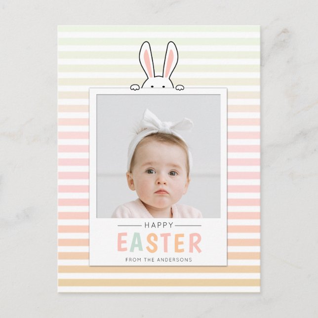 Postal Festiva Happy Easter Bunny Ears Picture Holiday Postcard (Anverso)