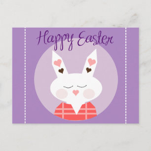 Postal Festiva Happy Easter Bunny Purple Postcard