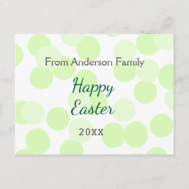 Postal Festiva Happy Easter gray green polka dots family name