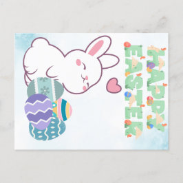 Postal Festiva Happy Easter / Ostern bunny with eggs 