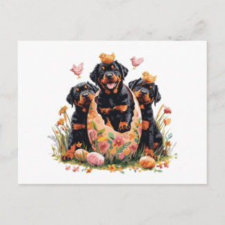 Postal Festiva Happy Easter Rottweiler Dogs