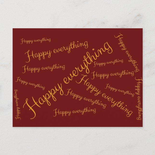 Postal Festiva Happy Everything - Elegante Schrift Grußkarte (Anverso)