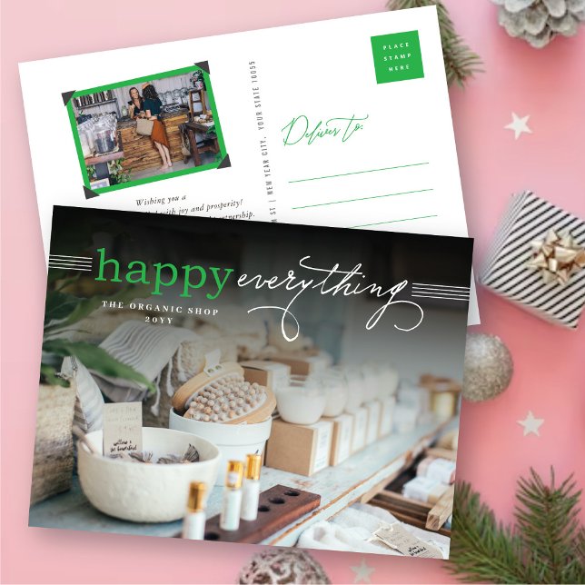 Postal Festiva Happy Everything Simple Typography Business (Subido por el creador)