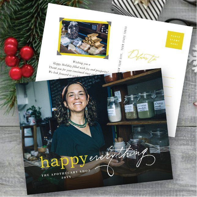 Postal Festiva Happy Everything Simple Typography Business (Subido por el creador)