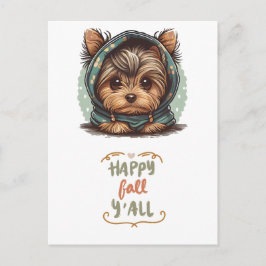 Postal Festiva Happy Fall Y'all Yorkshire Terrier Otumn Hoodie