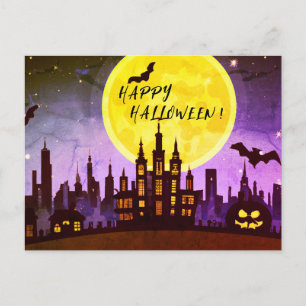 POSTAL FESTIVA HAPPY HALLOWEEN CITYSCAPE