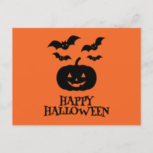 Postal Festiva Happy Halloween Pumpkin Bat Minimal