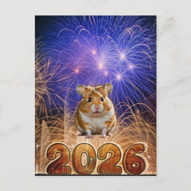 Postal Festiva Happy Hammie New Year Holiday Postcard (Anverso)