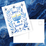 Postal Festiva Happy Hanukkah Botanah Menorah Watercolor<br><div class="desc">¡Dulce dibujo para desear a alguien feliz hanukkah! Haga clic en "editar usando la herramienta de diseño" para agregar su propio texto. También disponible como tarjeta de felicitación o descarga digital para enviar instantáneamente por correo electrónico o mensaje de texto. Revisa mi tienda para más o hazme saber si quieres...</div>