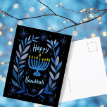 Postal Festiva Happy Hanukkah Botanah Menorah Watercolor<br><div class="desc">¡Dulce dibujo para desear a alguien feliz hanukkah! Haga clic en "editar usando la herramienta de diseño" para agregar su propio texto. También disponible como tarjeta de felicitación o descarga digital para enviar instantáneamente por correo electrónico o mensaje de texto. Revisa mi tienda para más o hazme saber si quieres...</div>