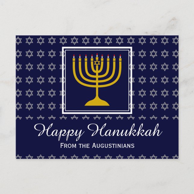 Postal Festiva HAPPY HANUKKAH Estrella de David Menorah personali (Anverso)