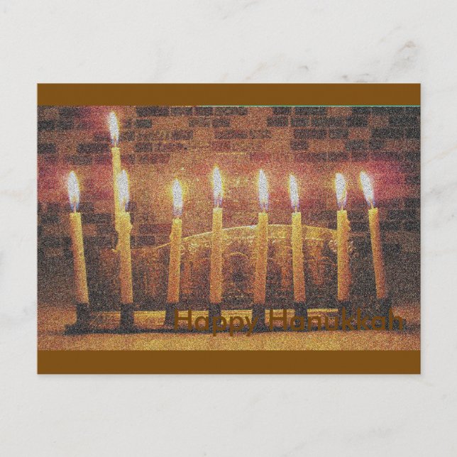 Postal Festiva Happy Hanukkah Menorah Post Card (Anverso)