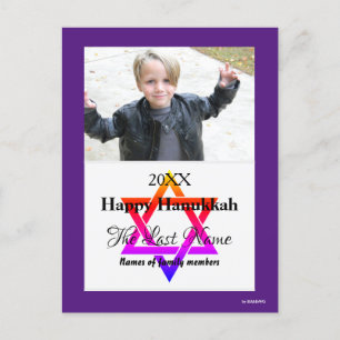 Postal Festiva Happy Hanukkah Photo Postcard in Purple - HAMbWG