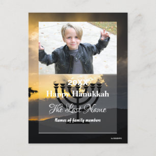 Postal Festiva Happy Hanukkah Photo Postcard Stripes - HAMbWG