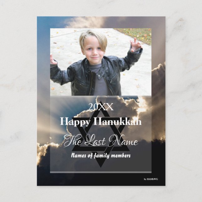 Postal Festiva Happy Hanukkah Photo Postcard Stripes - HAMbWG (Anverso)