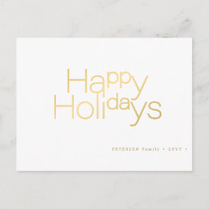 Postal Festiva Happy Holidays gold typography simple moderno