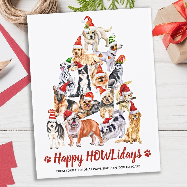 Postal Festiva Happy HOWLidays Dog Lover Christmas Tree Business (Subido por el creador)