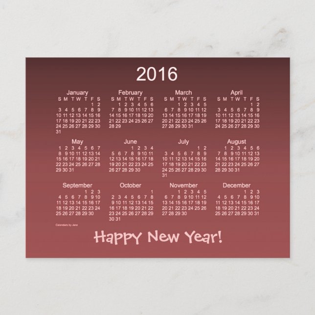 Postal Festiva Happy New Year 2016 (Anverso)