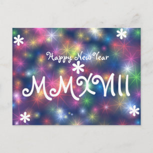 Postal Festiva Happy New Year 2018 Stars Light Roman Numeral