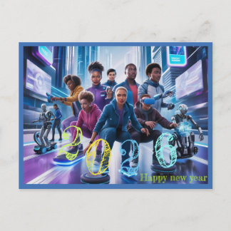 Postal Festiva Happy New Year 2026 typography gift