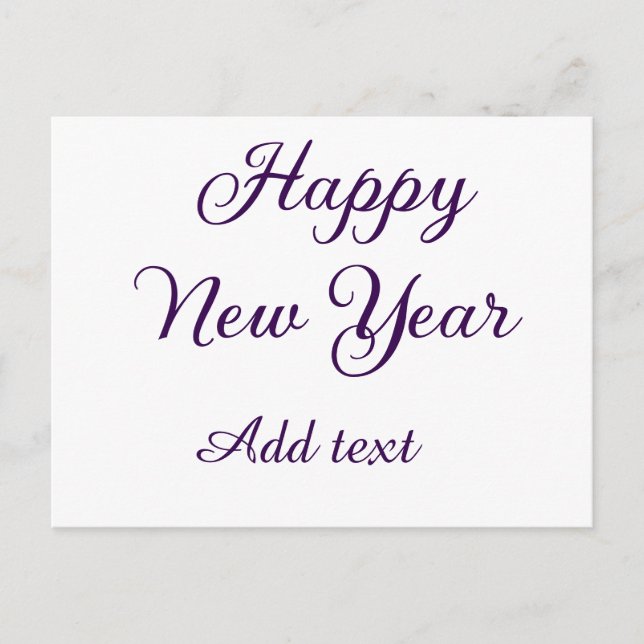 Postal Festiva Happy new year purple calligraphy simple minimal  (Anverso)