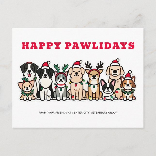 Postal Festiva Happy Pawlidays Veterinary (Anverso)