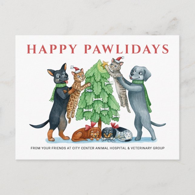 Postal Festiva Happy Pawlidays Veterinary (Anverso)